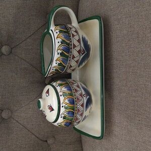 Deruta Creamer & Sugar Set with Tray